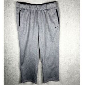 Nike Therma Fit Gray Fleece Training Pants Large Straight Leg Pockets